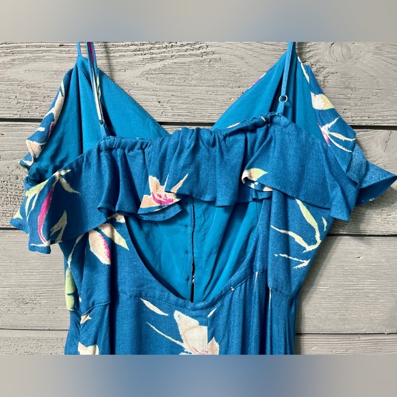 NWT Kimchi Blue Urban Outfitters La Playa Teal Floral Maxi Dress Sz 10 - Picture 12 of 15